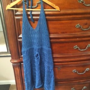 Blue Halter Knit Dress